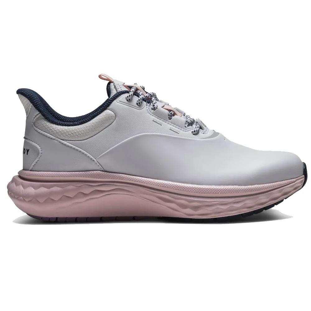 FootJoy Quantum Ladies Spikeless Waterproof Shoes - White/White/Pink - Image 3