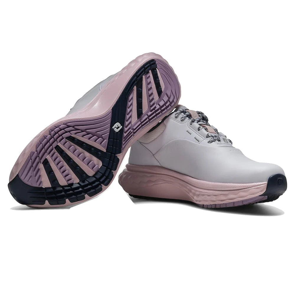 FootJoy Quantum Ladies Spikeless Waterproof Shoes - White/White/Pink - Image 5