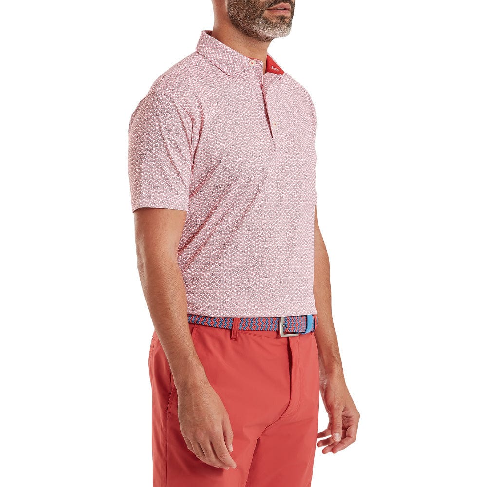 FootJoy Scallop Geo Pique Polo Shirt - Nantucket Red - Image 3