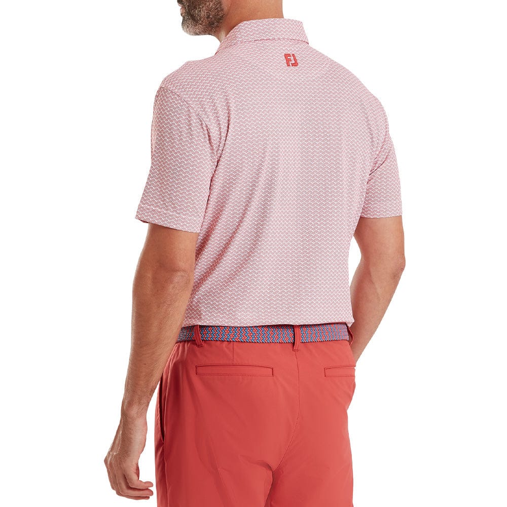 FootJoy Scallop Geo Pique Polo Shirt - Nantucket Red - Image 4
