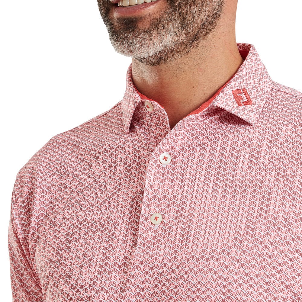 FootJoy Scallop Geo Pique Polo Shirt - Nantucket Red - Image 5
