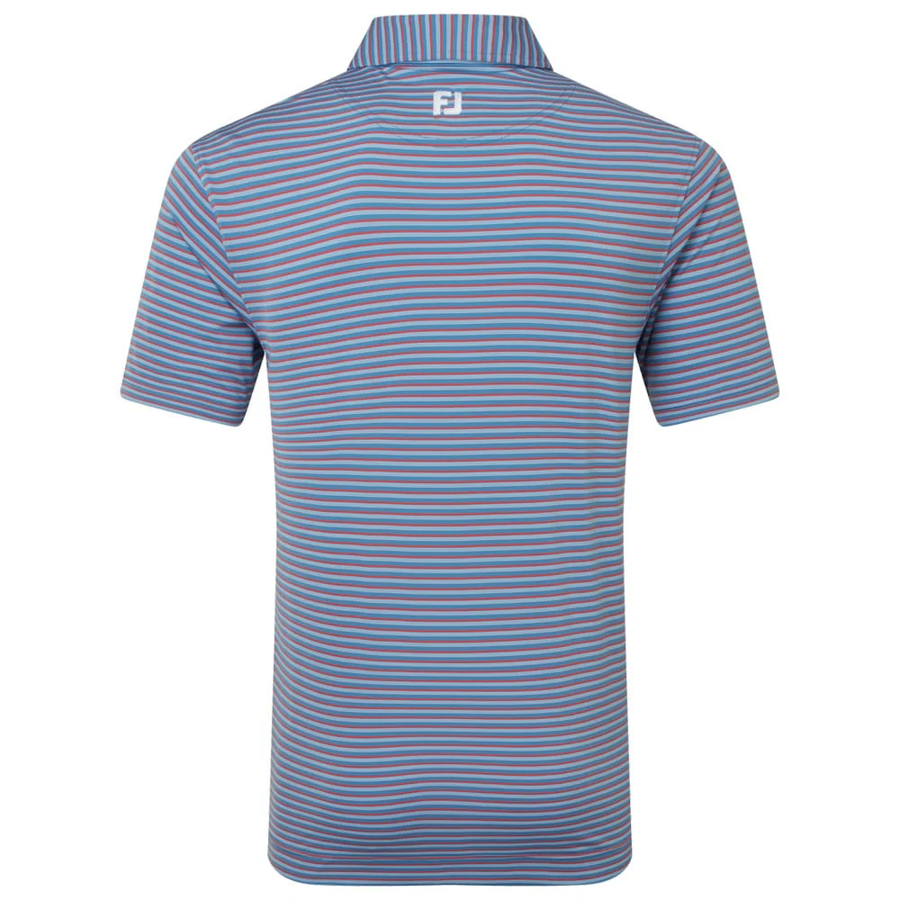 FootJoy Shadow Stripe Lisle Polo Shirt - Coastal Blue - Image 2