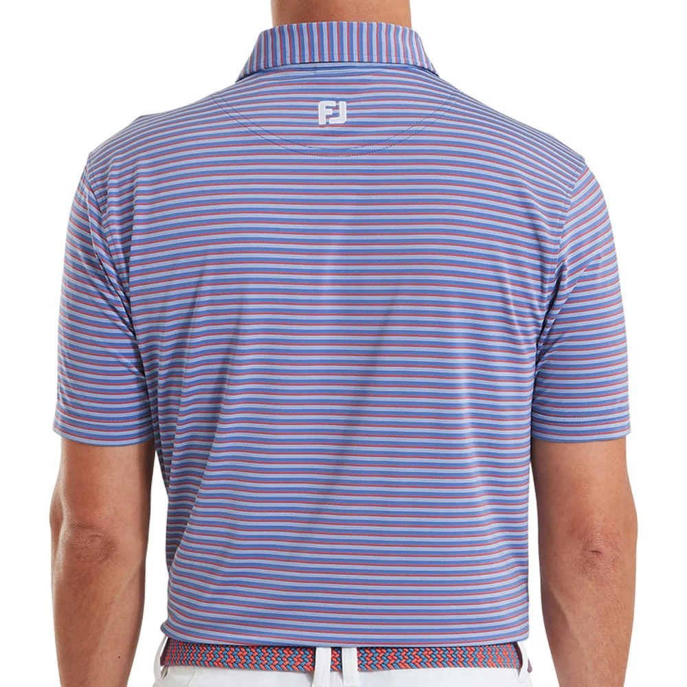 FootJoy Shadow Stripe Lisle Polo Shirt - Coastal Blue - Image 4