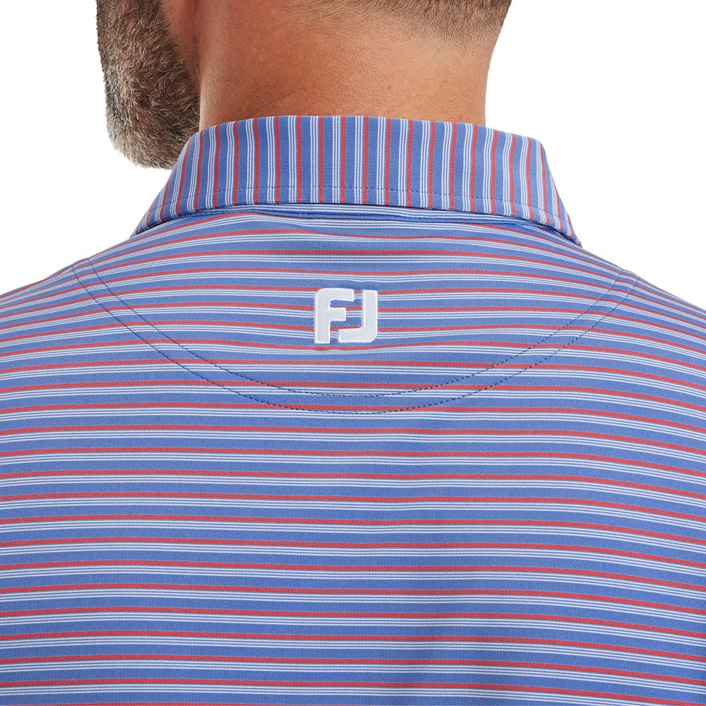 FootJoy Shadow Stripe Lisle Polo Shirt - Coastal Blue - Image 5
