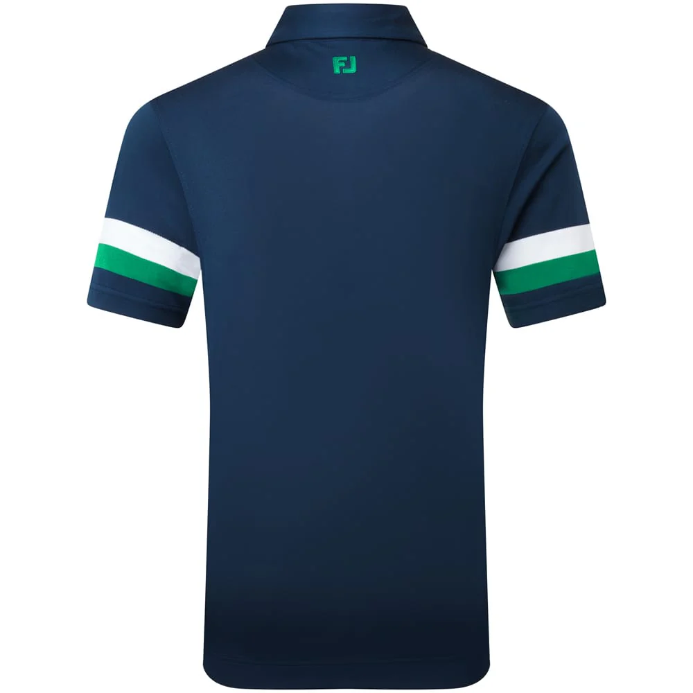 FootJoy Sleeve Stripe Pique Polo Shirt - Navy/Field Green/White - Image 2