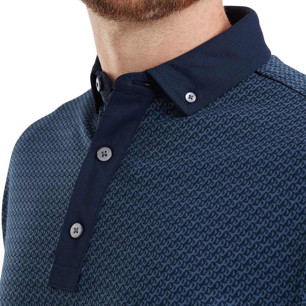 FootJoy Star Geo Jacquard Polo Shirt - Navy - Image 5