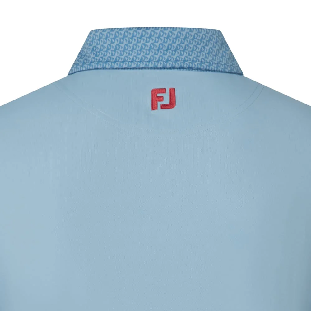 FootJoy Star Geo Trim Pique Polo Shirt - Chambray/Coastal Blue - Image 4