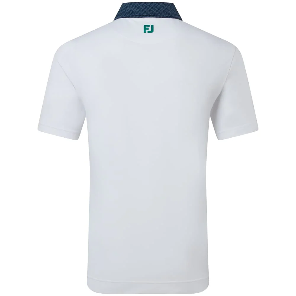 FootJoy Star Geo Trim Pique Polo Shirt - White/Navy - Image 2