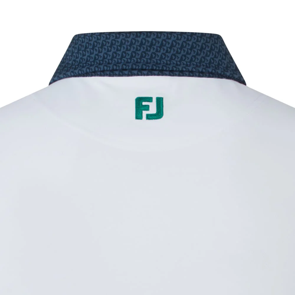 FootJoy Star Geo Trim Pique Polo Shirt - White/Navy - Image 5