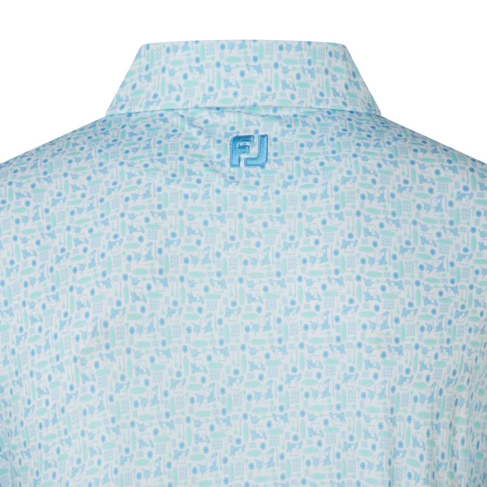 FootJoy Surfs Up Print Lisle Polo Shirt - Deep Reef/White/Sea Glass/Blue Reef - Image 4