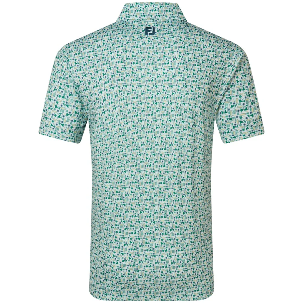 FootJoy Surfs Up Print Lisle Polo Shirt - Field Green/White/Sunshine/Navy - Image 2