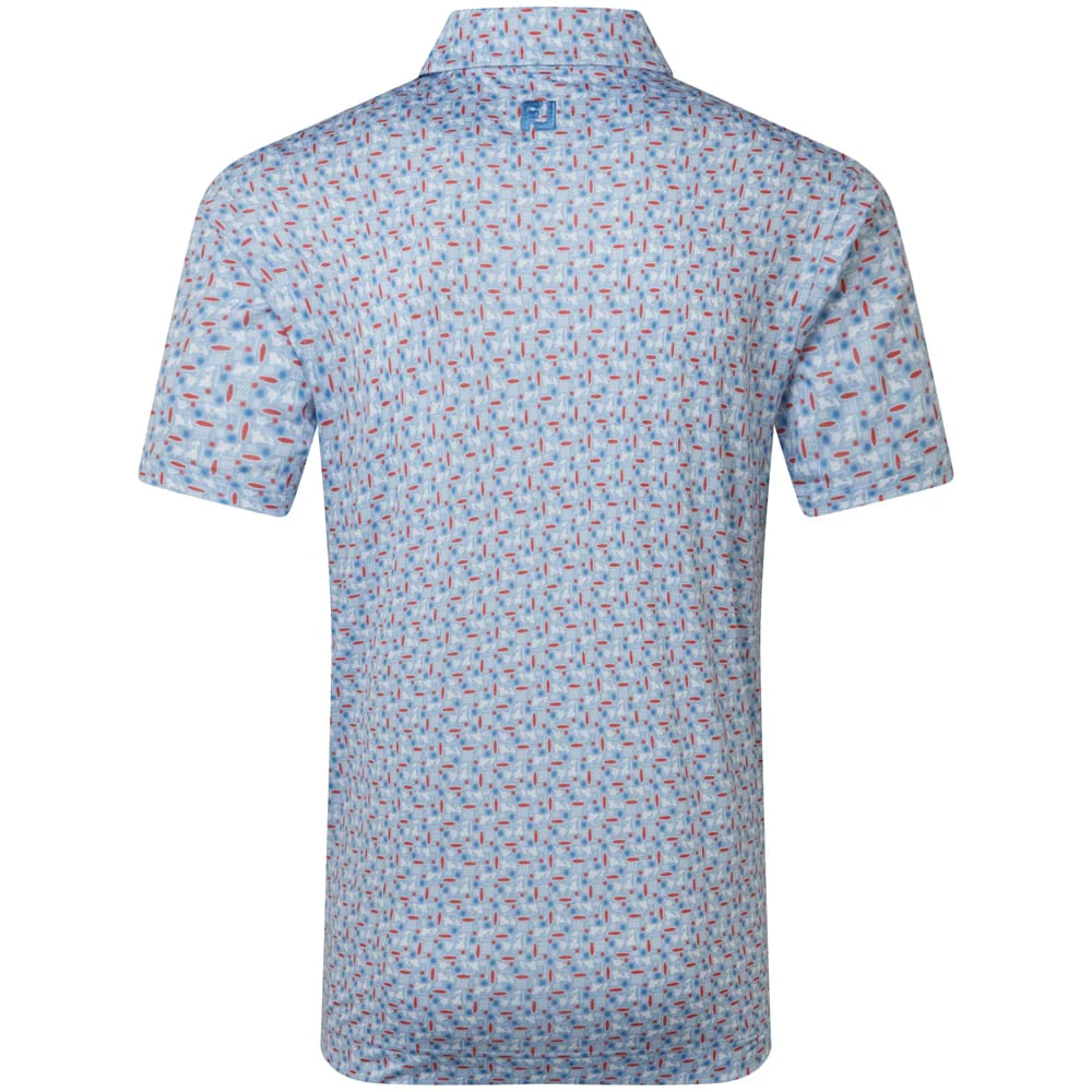 FootJoy Surfs Up Print Lisle Polo Shirt - White/Chambray/Nantucket Red/Coastal Blue - Image 2
