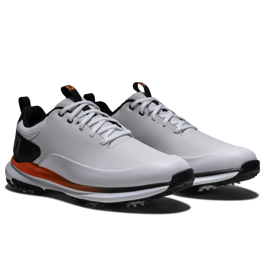 FootJoy Tour Rival Waterproof Spiked Shoes - White/Black/Orange - Image 5