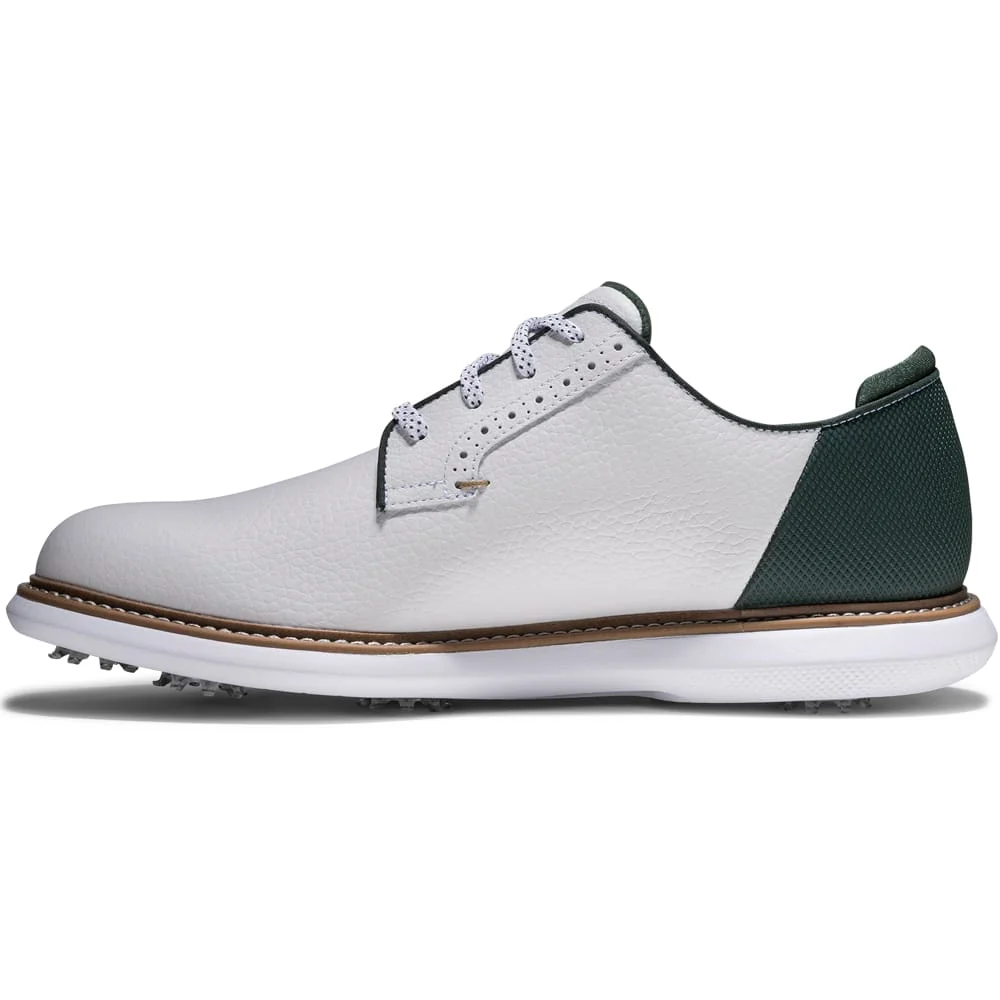 FootJoy Traditions Blucher Waterproof Spiked Shoes - White/Green - Image 5