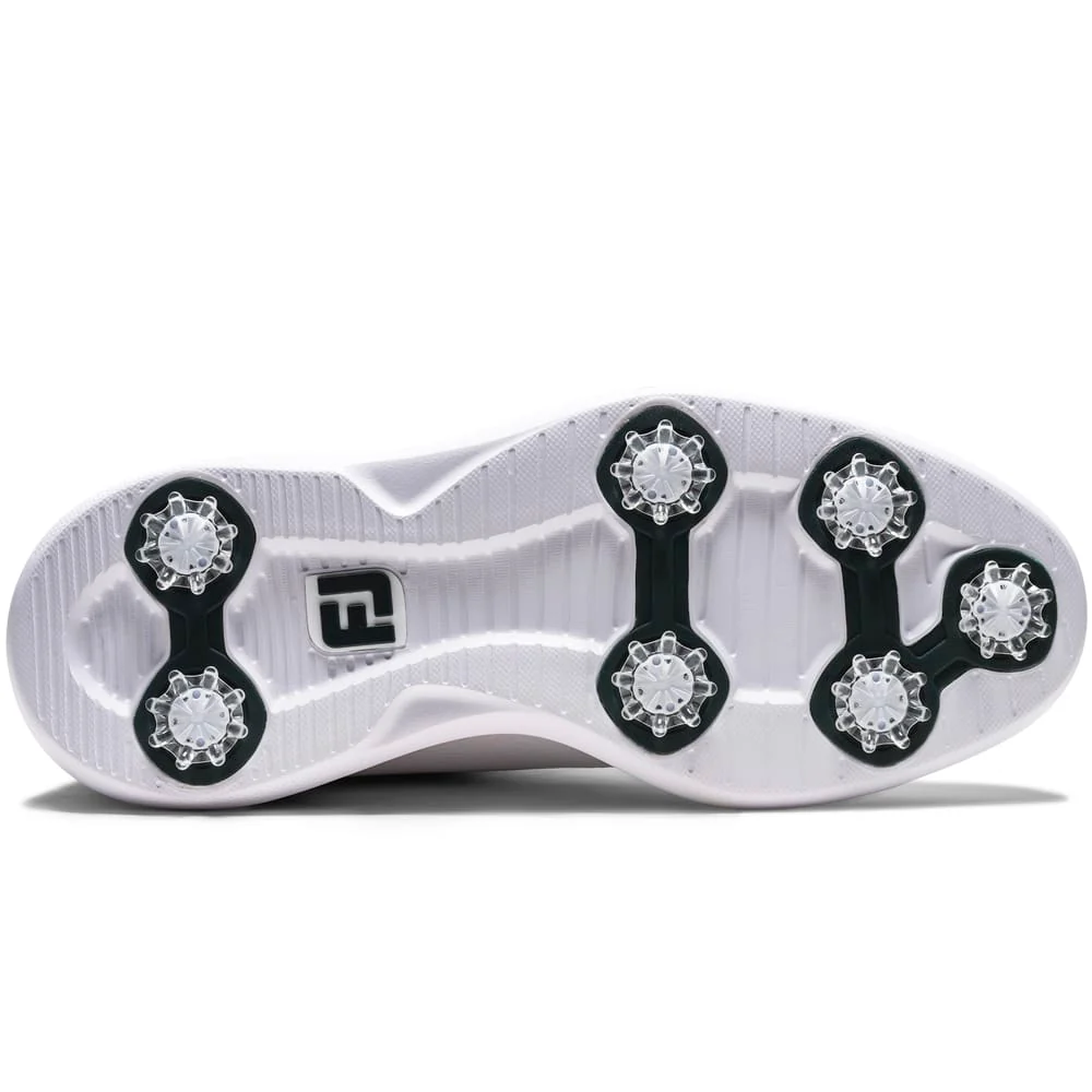 FootJoy Traditions Blucher Waterproof Spiked Shoes - White/Green - Image 6
