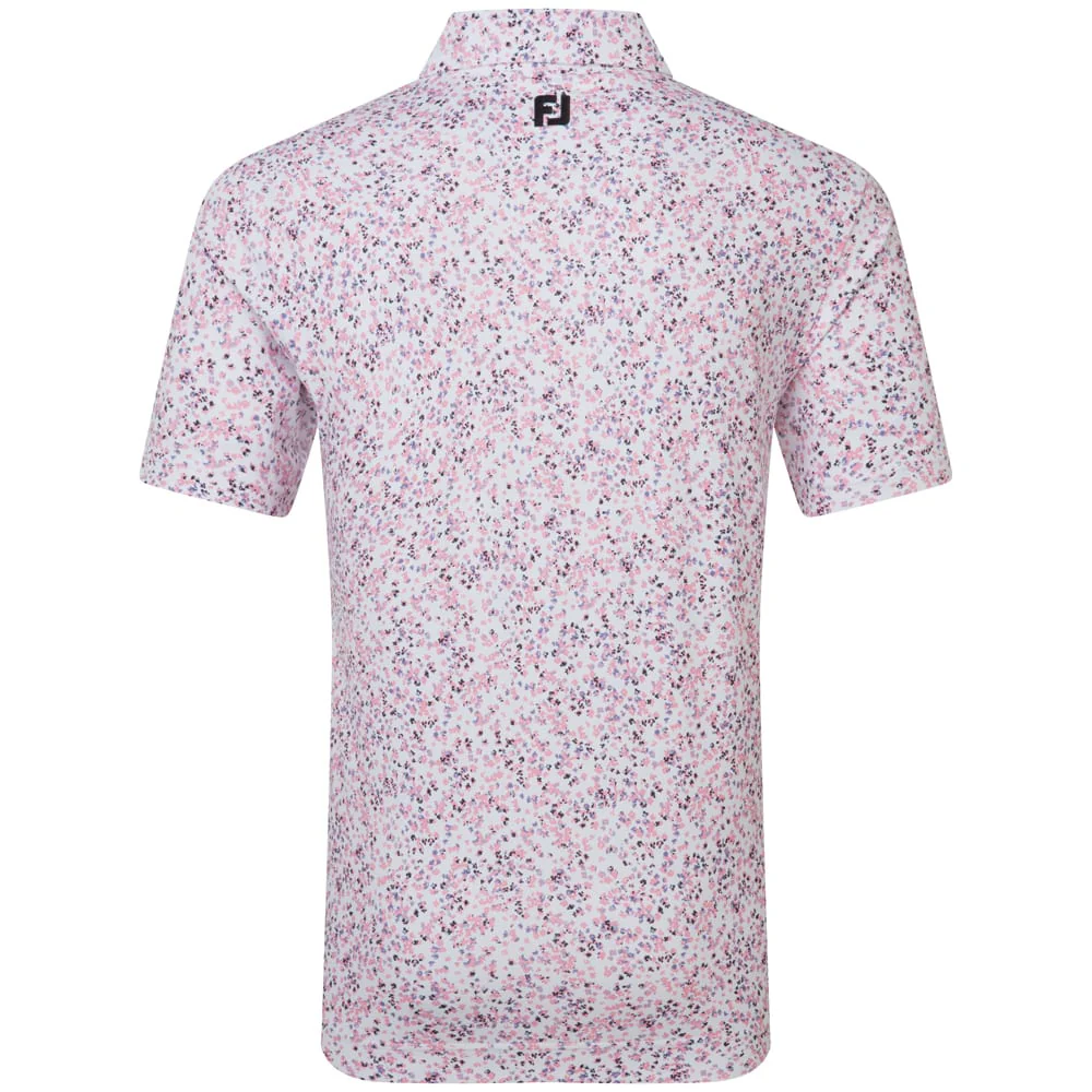 FootJoy Watercolour Floral Print Pique Polo Shirts - White/Pink Pop/Black - Image 2