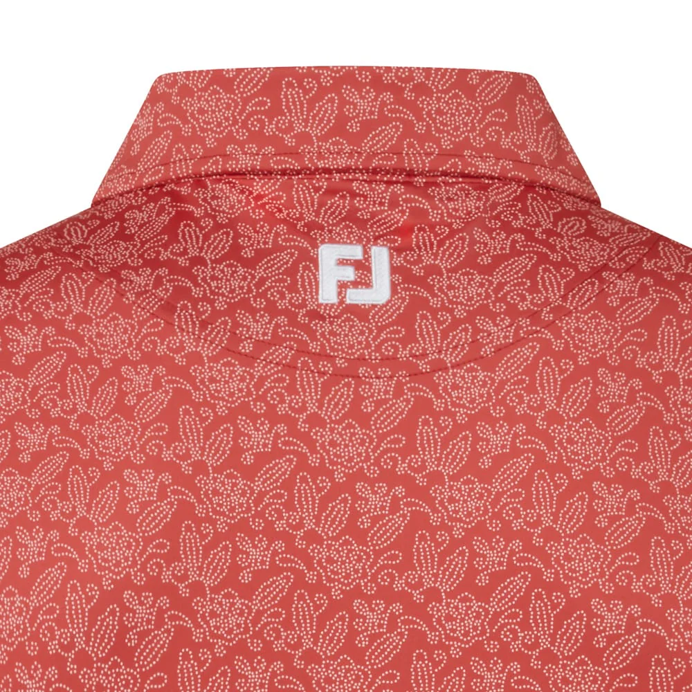 FootJoy Wingtip Floral Lisle Polo Shirt - Nantucket Red - Image 4