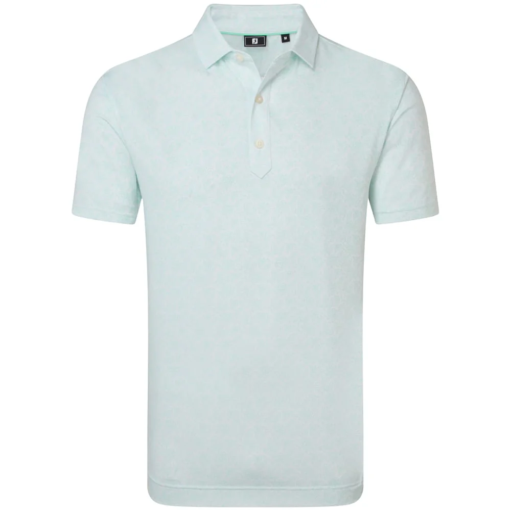 FootJoy Wingtip Floral Lisle Polo Shirt - White/Seaglass