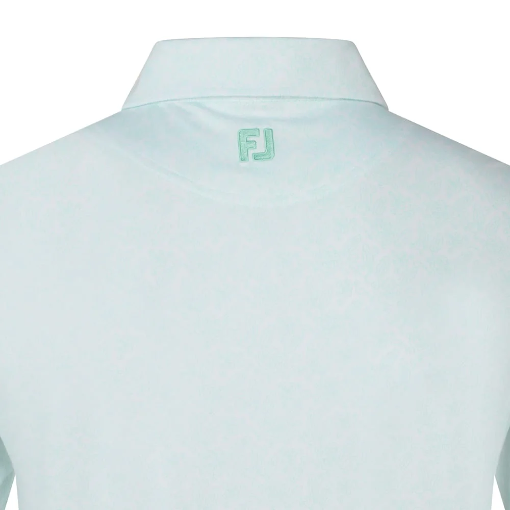 FootJoy Wingtip Floral Lisle Polo Shirt - White/Seaglass - Image 4