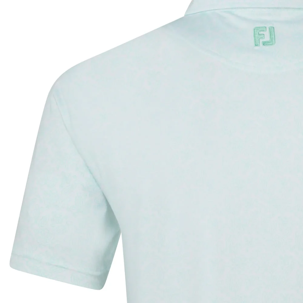 FootJoy Wingtip Floral Lisle Polo Shirt - White/Seaglass - Image 5