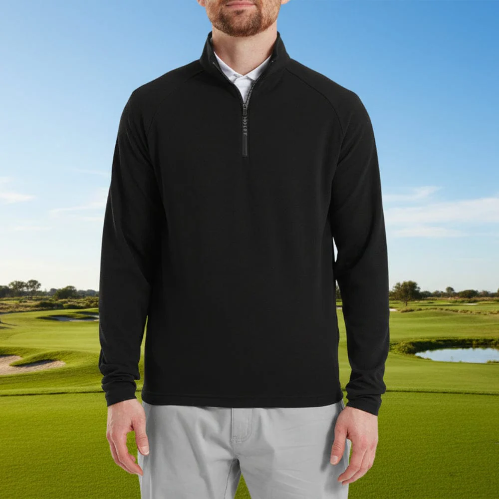 FootJoy Wordmark Chillout 1/4 Zip Pullover - Black - Image 3