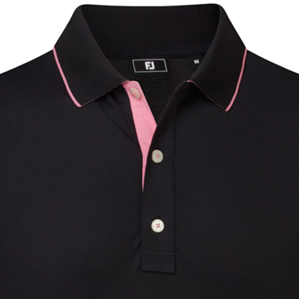 FootJoy Wordmark Pique Polo Shirt - Black - Image 3