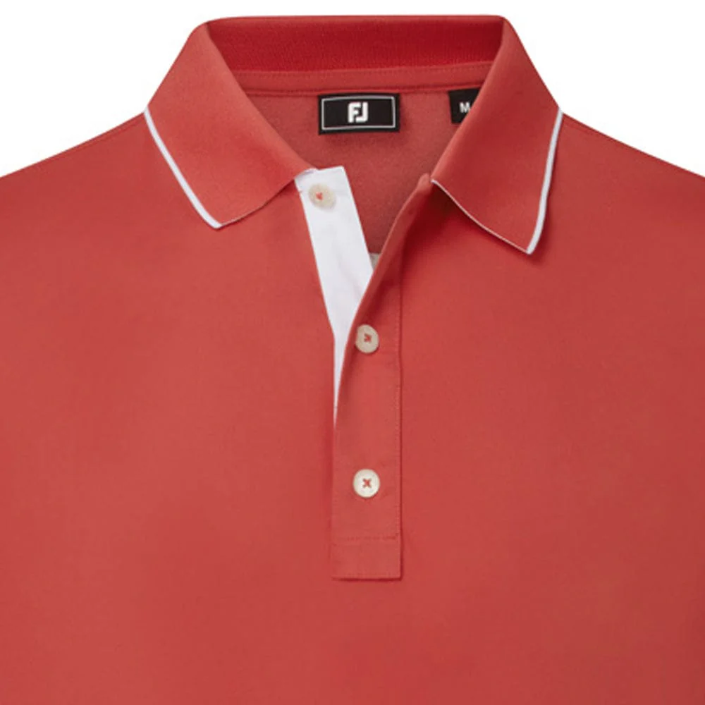 FootJoy Wordmark Pique Polo Shirt - Nantucket Red - Image 3