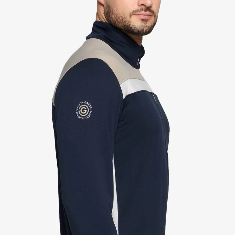Galvin Green Dean 1/4 Zip Pullover - Sand/Navy/White - Image 4