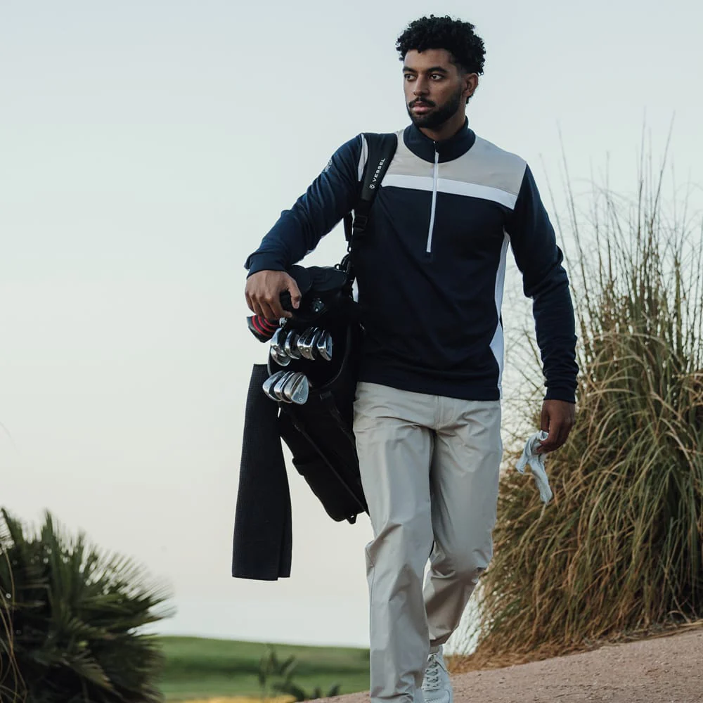 Galvin Green Dean 1/4 Zip Pullover - Sand/Navy/White - Image 5