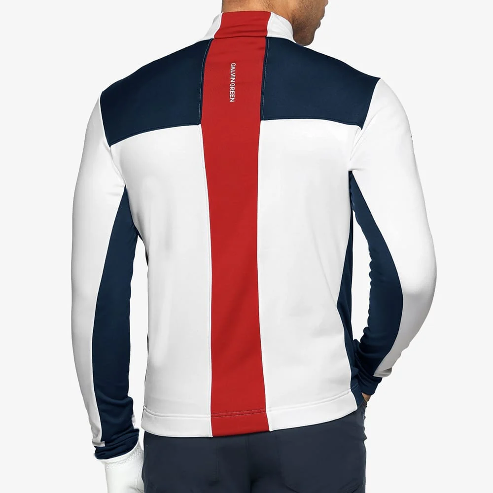 Galvin Green Dean 1/4 Zip Pullover - White/Navy/Red - Image 3