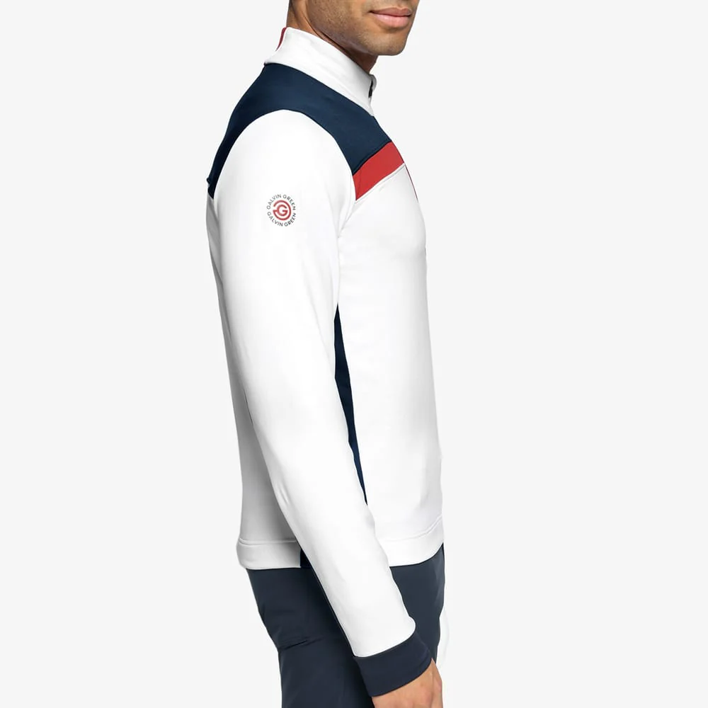 Galvin Green Dean 1/4 Zip Pullover - White/Navy/Red - Image 4