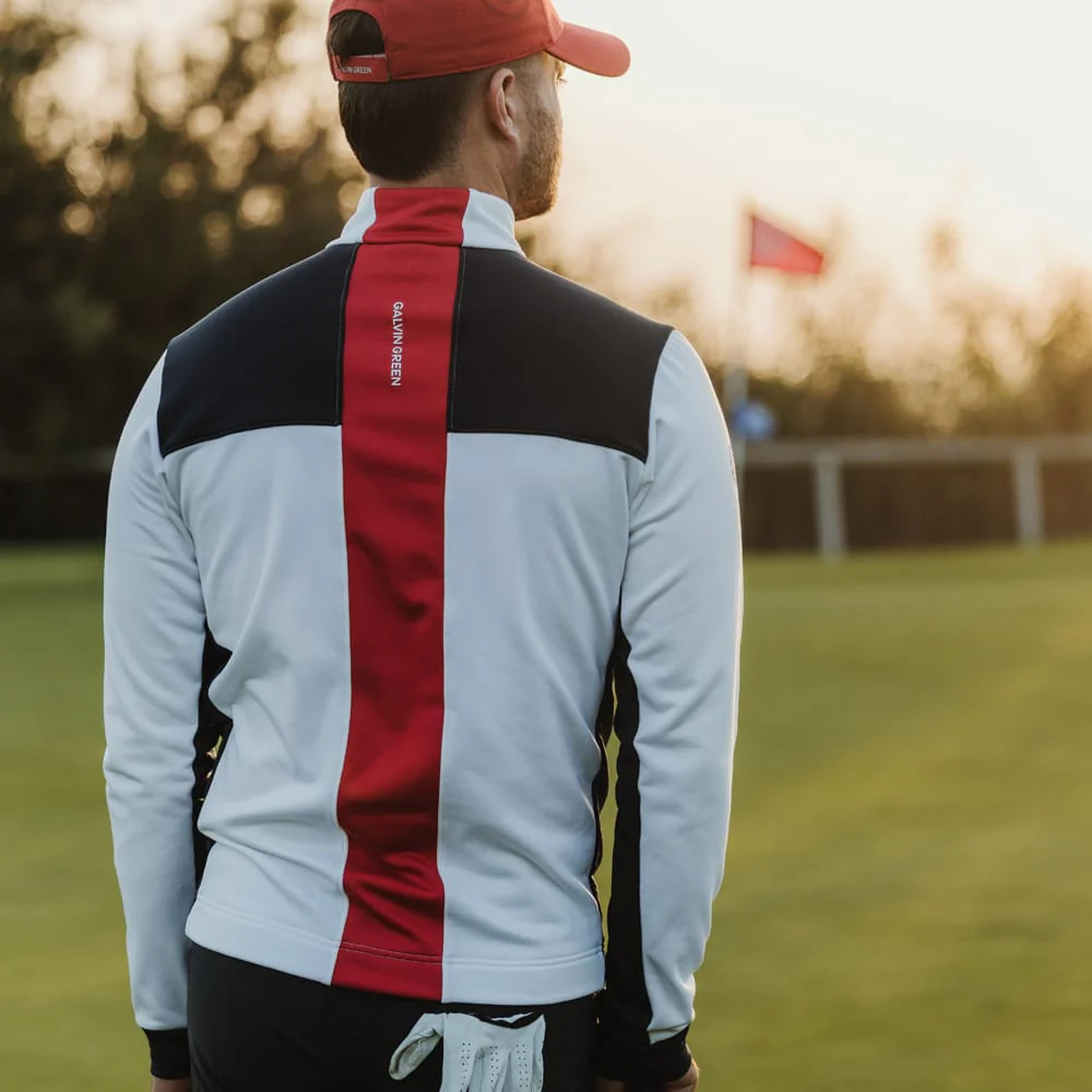 Galvin Green Dean 1/4 Zip Pullover - White/Navy/Red - Image 6