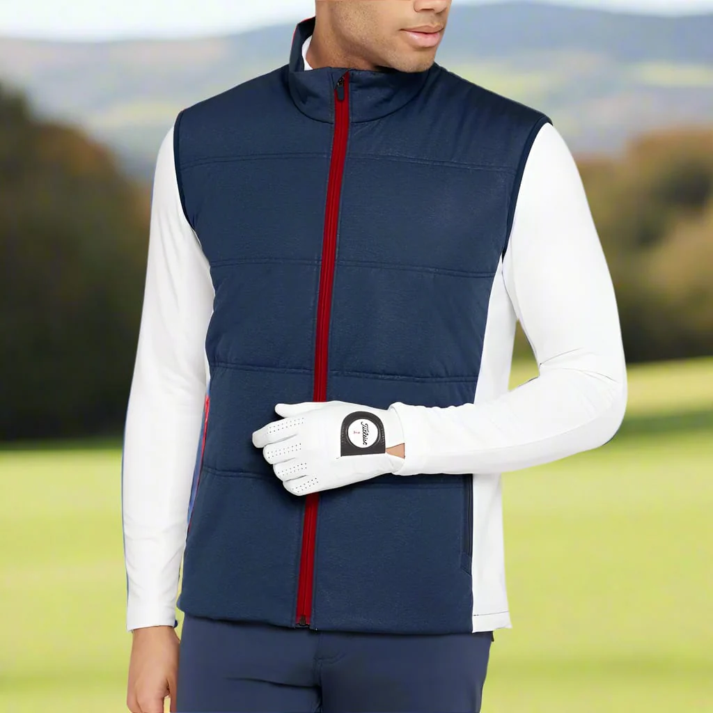 Galvin Green Lennox Windproof Water Resistant Gilet - Navy/White/Red - Image 5