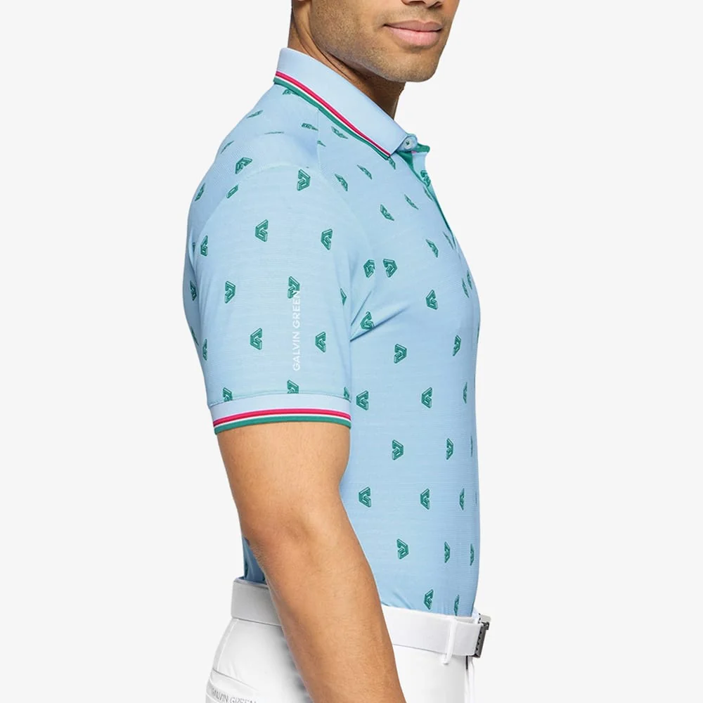 Galvin Green Ltd Collection Mendez Polo Shirt - Crystal Blue/Green - Image 4