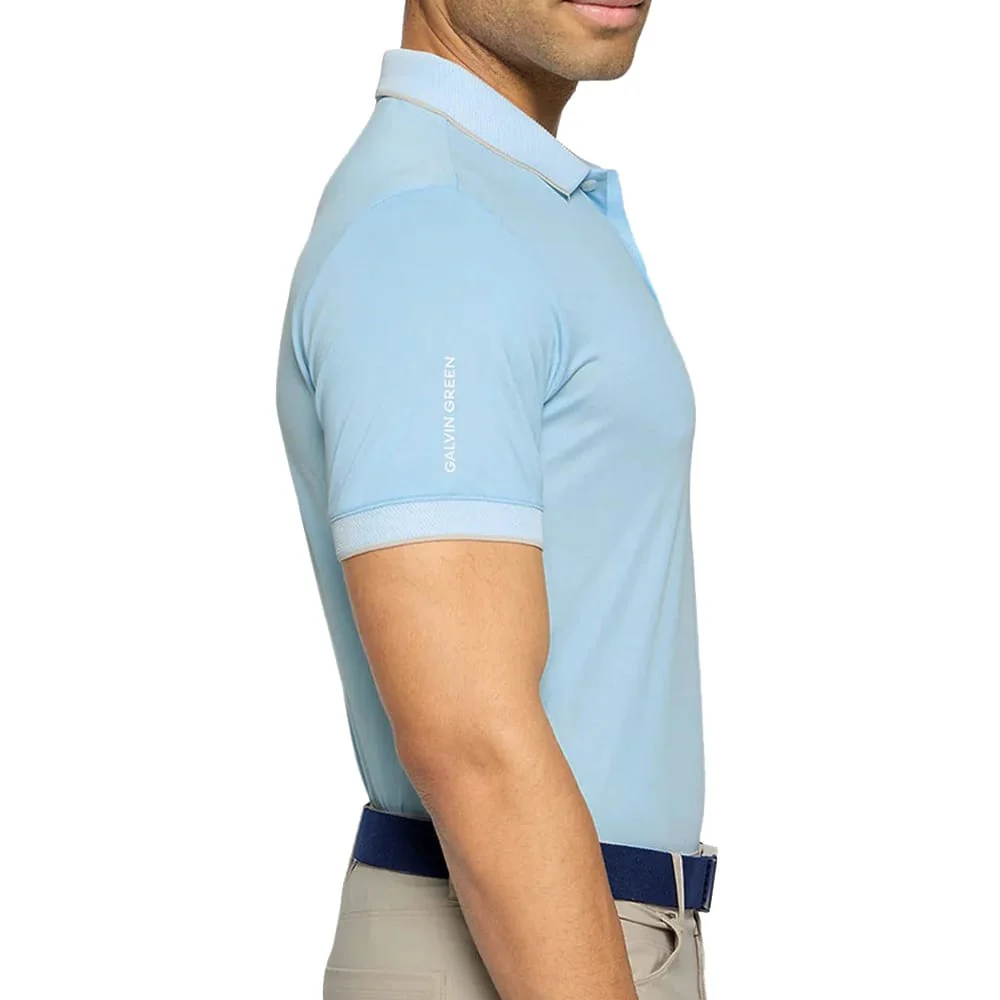 Galvin Green Moon Polo Shirt - Crystal Blue/Sand - Image 4