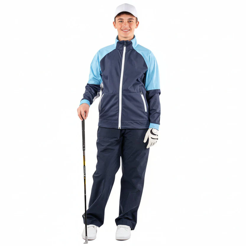 Galvin Green Junior Remi Windproof Jacket - Navy/Alaskan Blue/White - Image 3