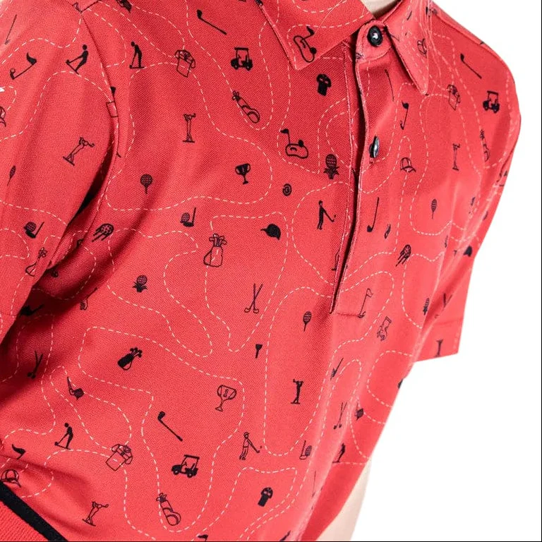 Galvin Green Junior Rowan Polo Shirt - Red/Black - Image 3