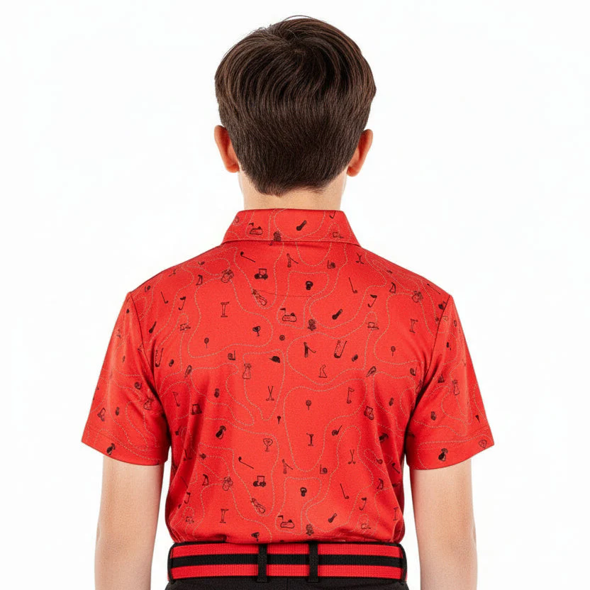 Galvin Green Junior Rowan Polo Shirt - Red/Black - Image 5