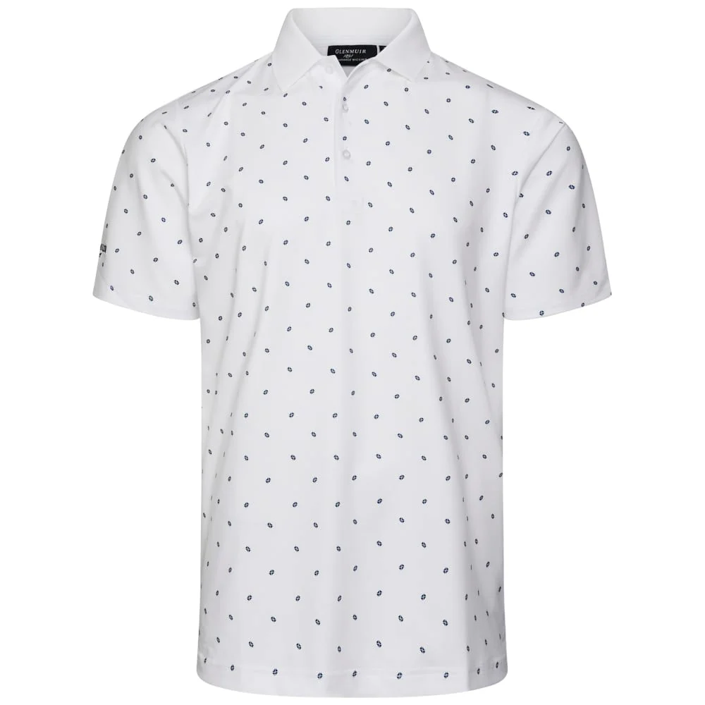 Glenmuir Crawford Polo Shirt - White/Navy Saltire Flags
