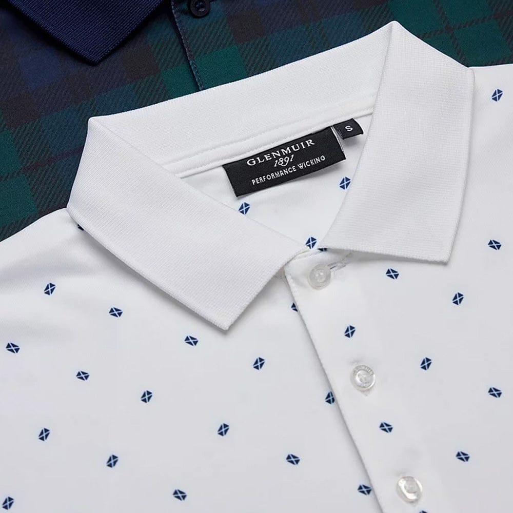 Glenmuir Crawford Polo Shirt - White/Navy Saltire Flags - Image 5
