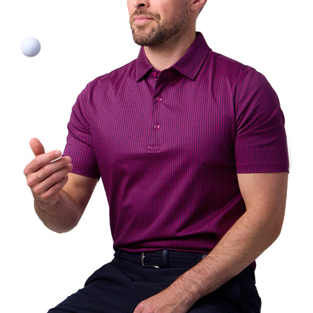 Glenmuir Dunkeld Polo Shirt - Raspberry/Navy - Image 4