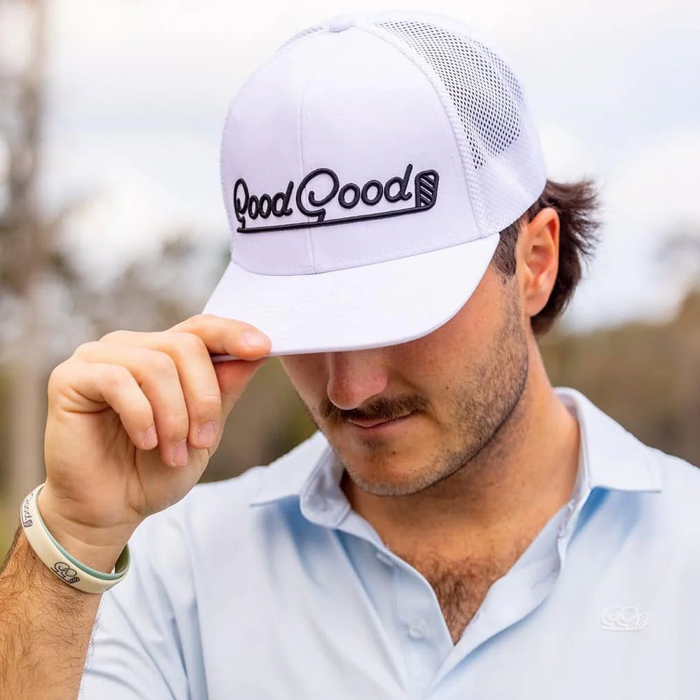 Good Good Golf Focus Trucker Cap - Solid White/Black - Image 4