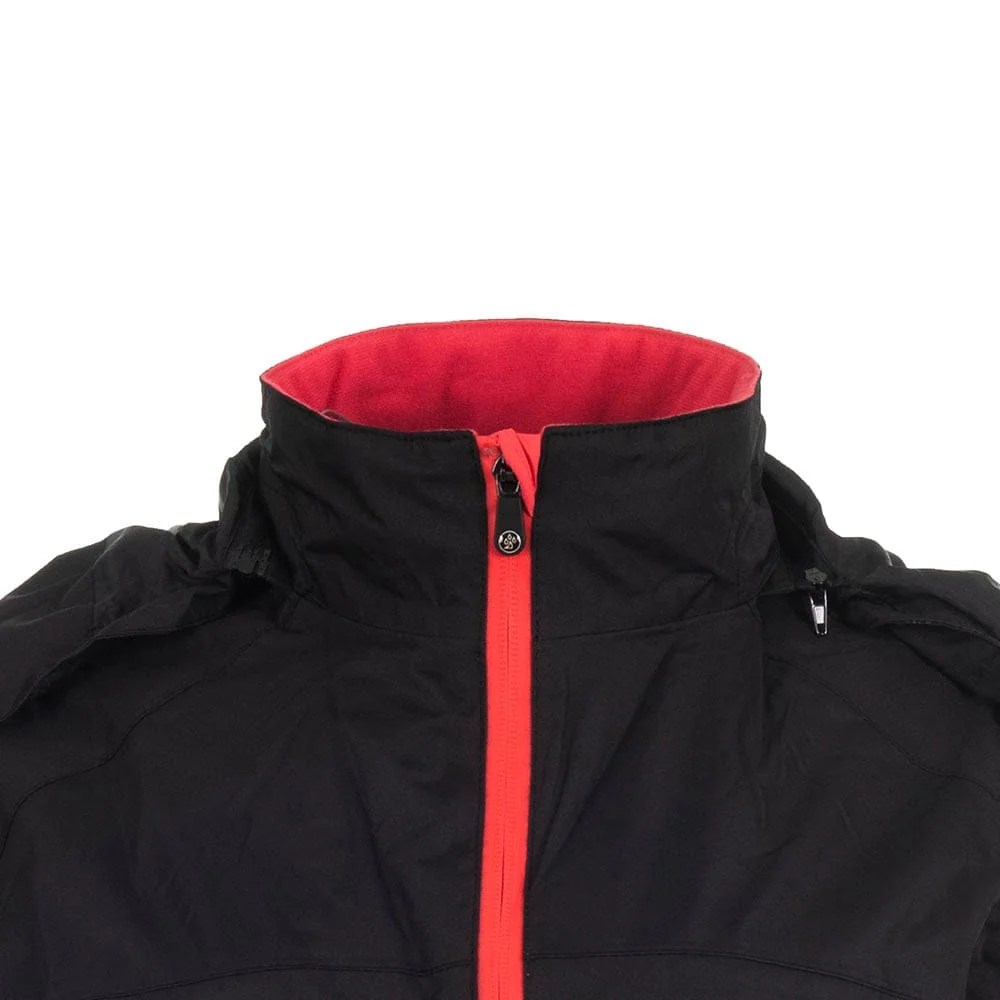ProQuip Sophie Ultralite Ladies Waterproof Jacket - Black/Coral - Image 3