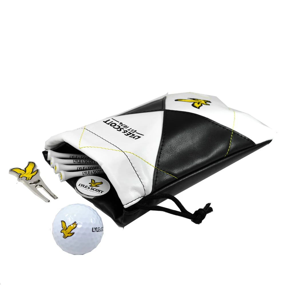 Lyle & Scott Argyle Links Pouch Gift Set - White/Black - Image 3