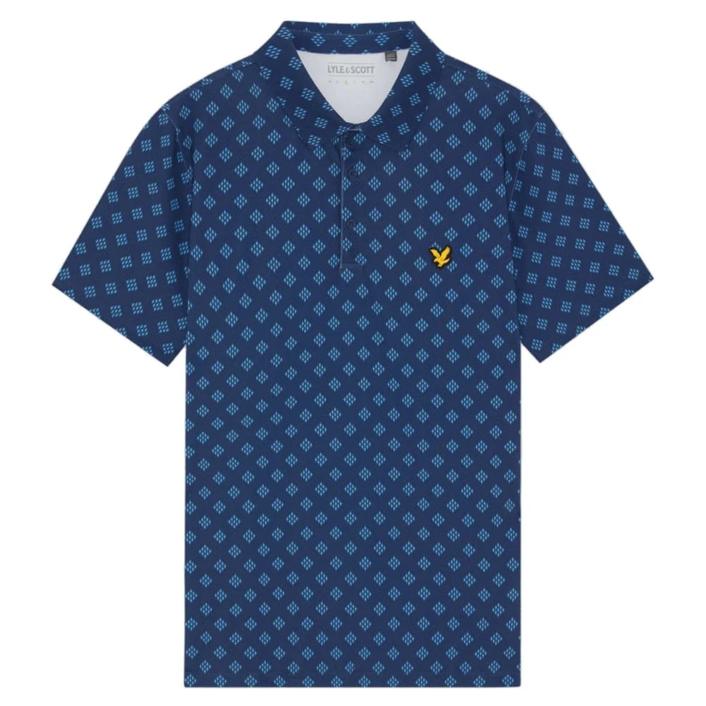 Lyle & Scott Golf Argyle Print Polo Shirt - Navy Peony