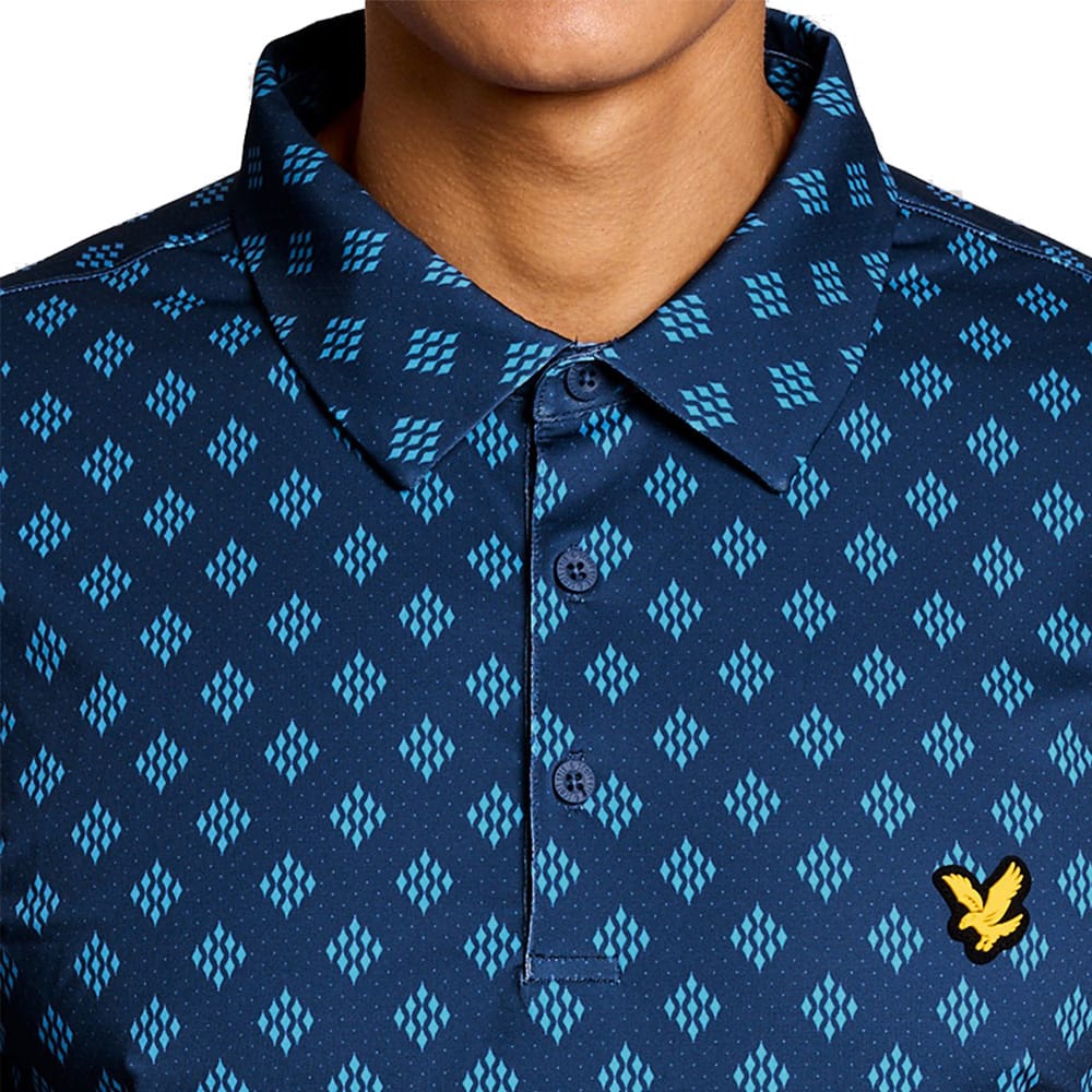Lyle & Scott Golf Argyle Print Polo Shirt - Navy Peony - Image 5