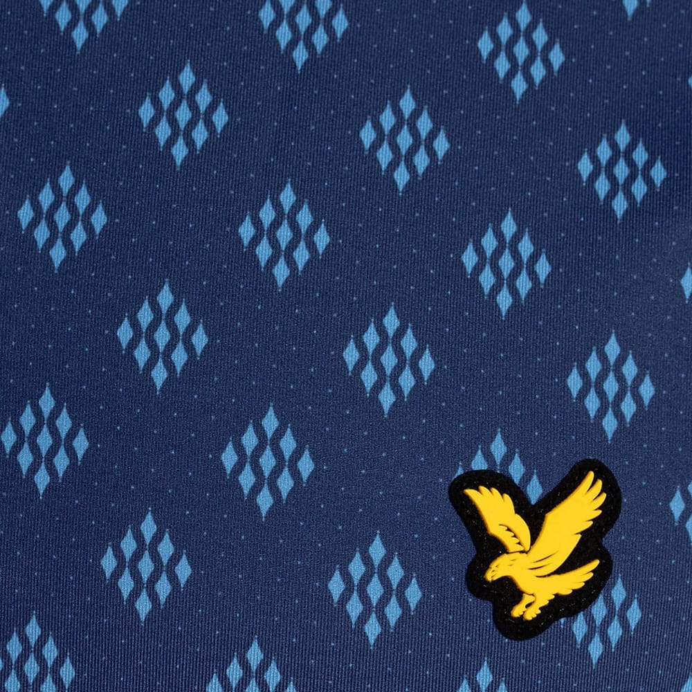 Lyle & Scott Golf Argyle Print Polo Shirt - Navy Peony - Image 6
