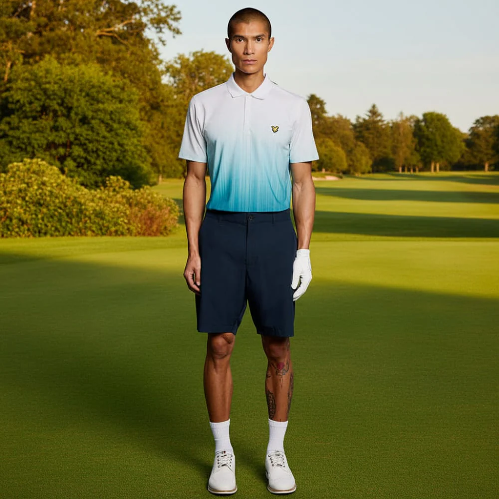 Lyle & Scott Golf Gradient Polo Shirt - Aquamarine Blue - Image 4