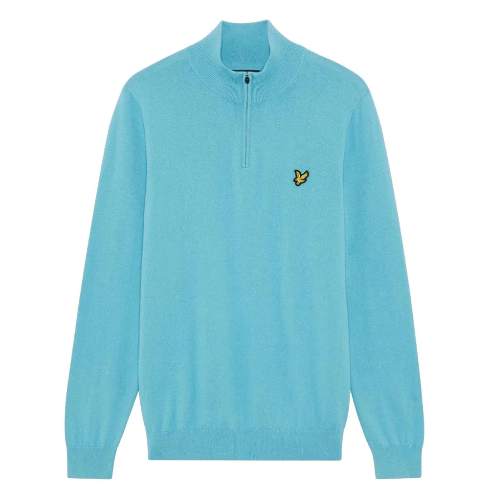 Lyle & Scott Golf Quarter Zip Jumper - Aquamarine Blue
