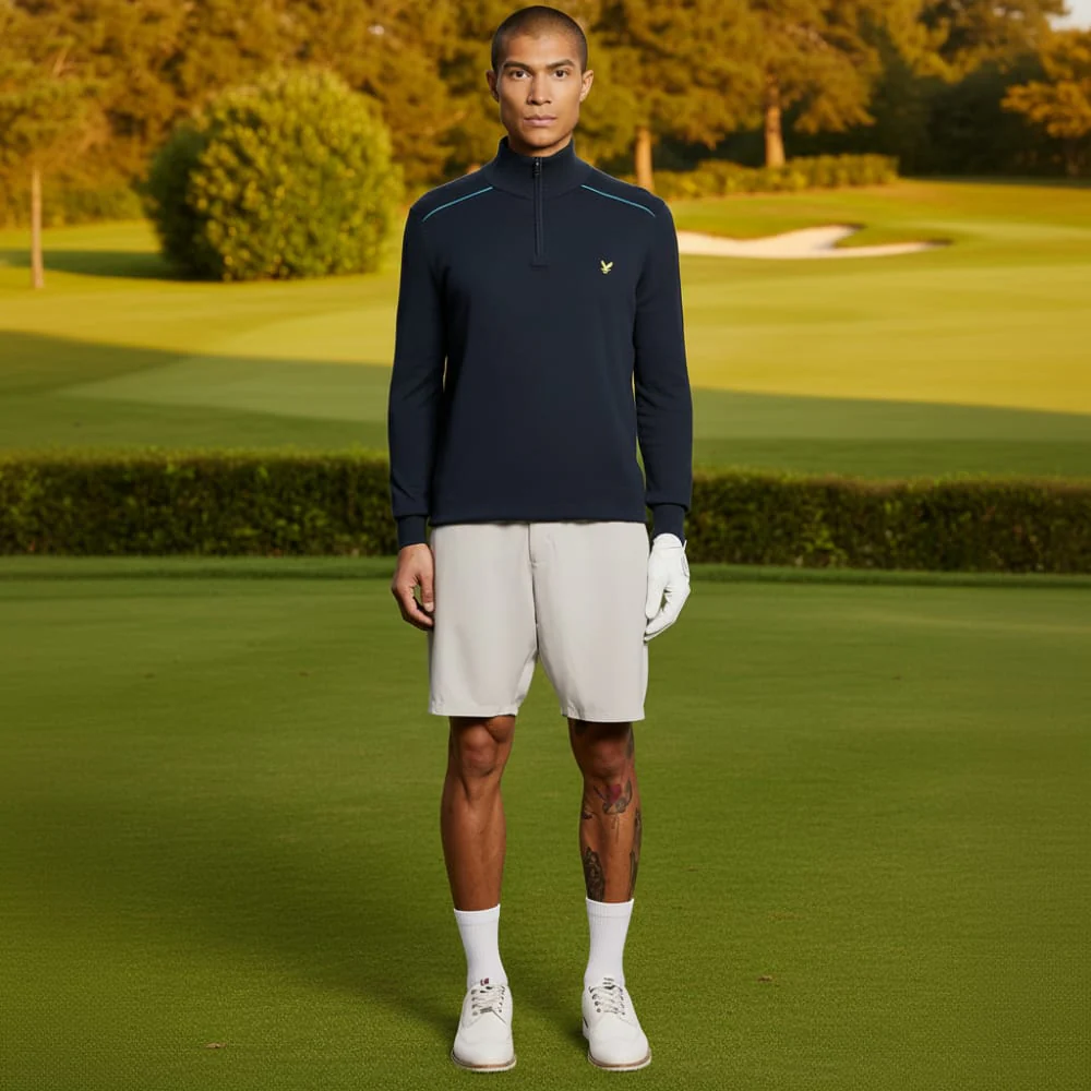Lyle & Scott Golf Tipped Quarter Zip Jumper - Dark Navy - Image 4